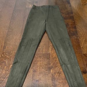Zara Faux Suede Leggings- Olive